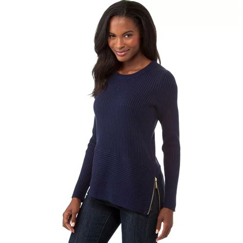 michael kors asymmetric hem zip side sweater